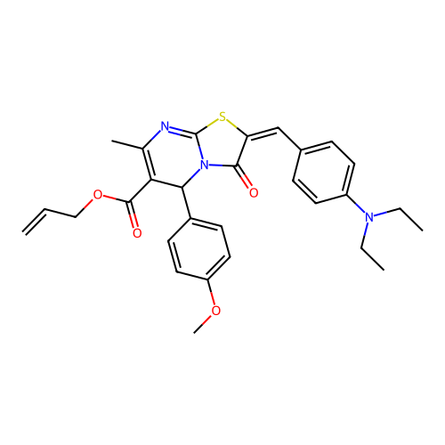 (E)-allyl 2-(4-(diethylamino)benzylidene)-5-(4-methoxyphenyl)-7-methyl-3-oxo-3,5-dihydro-2H-thiazolo[3,2-a]pyrimidine-6-carboxylate structure