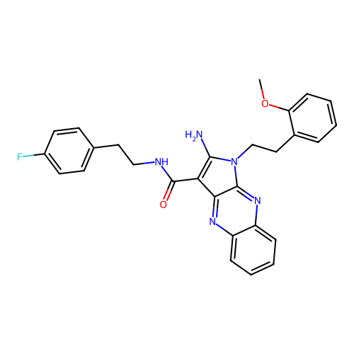 2-amino-N-(4-fluorophenethyl)-1-(2-methoxyphenethyl)-1H-pyrrolo[2,3-b]quinoxaline-3-carboxamide structure