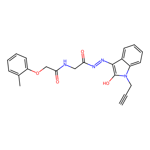 (Z)-N-(2-oxo-2-(2-(2-oxo-1-(prop-2-yn-1-yl)indolin-3-ylidene)hydrazinyl)ethyl)-2-(o-tolyloxy)acetamide structure