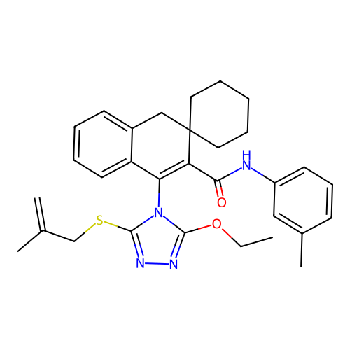 1-[3-ethoxy-5-(2-methylprop-2-enylsulfanyl)-1,2,4-triazol-4-yl]-N-(3-methylphenyl)spiro[4H-naphthalene-3,1'-cyclohexane]-2-carboxamide structure