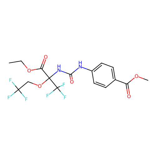 methyl 4-({[3-ethoxy-1,1,1-trifluoro-3-oxo-2-(2,2,2-trifluoroethoxy)propan-2-yl]carbamoyl}amino)benzoate structure