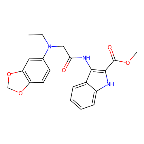 methyl 3-[[2-[1,3-benzodioxol-5-yl(ethyl)amino]acetyl]amino]-1H-indole-2-carboxylate structure