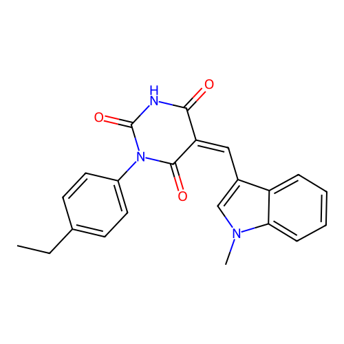 (5Z)-1-(4-ethylphenyl)-5-[(1-methylindol-3-yl)methylidene]-1,3-diazinane-2,4,6-trione structure