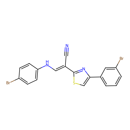 (2E)-3-[(4-bromophenyl)amino]-2-[4-(3-bromophenyl)-1,3-thiazol-2-yl]prop-2-enenitrile structure