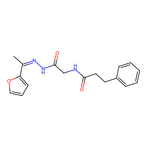 (Z)-N-(2-(2-(1-(furan-2-yl)ethylidene)hydrazinyl)-2-oxoethyl)-3-phenylpropanamide structure