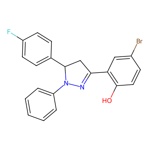 4-bromo-2-[5-(4-fluorophenyl)-1-phenyl-4,5-dihydro-1H-pyrazol-3-yl]phenol structure