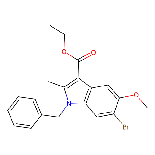 ethyl 1-benzyl-6-bromo-5-methoxy-2-methyl-1H-indole-3-carboxylate structure