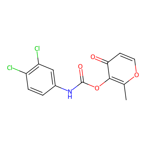 2-methyl-4-oxo-4H-pyran-3-yl (3,4-dichlorophenyl)carbamate structure