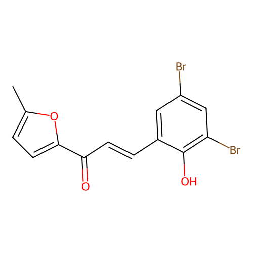 (E)-3-(3,5-dibromo-2-hydroxyphenyl)-1-(5-methylfuran-2-yl)prop-2-en-1-one structure