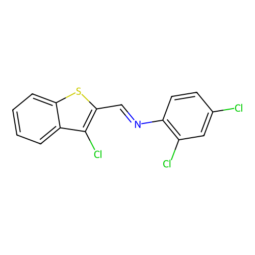 2,4-dichloro-N-[(E)-(3-chloro-1-benzothiophen-2-yl)methylidene]aniline structure