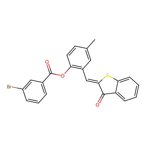 (Z)-4-methyl-2-((3-oxobenzo[b]thiophen-2(3H)-ylidene)methyl)phenyl 3-bromobenzoate structure