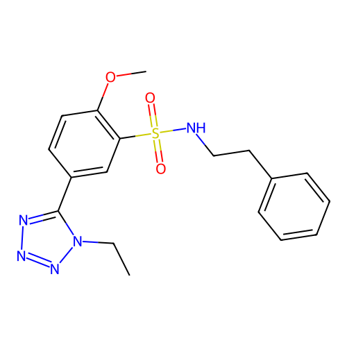 5-(1-ethyl-1H-tetrazol-5-yl)-2-methoxy-N-(2-phenylethyl)benzenesulfonamide structure