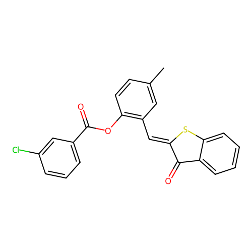 4-Methyl-2-[(3-oxobenzo[b]thiophen-2-ylidene)methyl]phenyl 3-chlorobenzoate structure