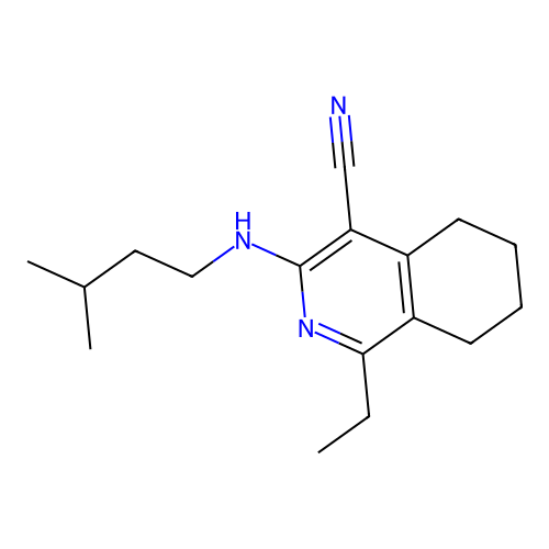 1-Ethyl-3-(3-methylbutylamino)-5,6,7,8-tetrahydroisoquinoline-4-carbonitrile structure