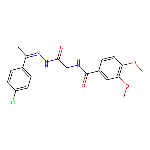 (Z)-N-(2-(2-(1-(4-chlorophenyl)ethylidene)hydrazinyl)-2-oxoethyl)-3,4-dimethoxybenzamide structure