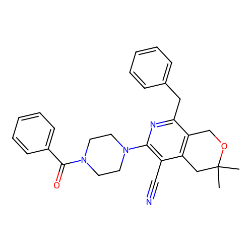 6-(4-Benzoyl-piperazin-1-yl)-8-benzyl-3,3-dimethyl-3,4-dihydro-1H-pyrano[3,4-c]pyridine-5-carbonitrile structure