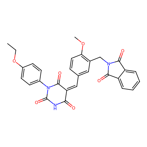 (Z)-5-(3-((1,3-dioxoisoindolin-2-yl)methyl)-4-methoxybenzylidene)-1-(4-ethoxyphenyl)pyrimidine-2,4,6(1H,3H,5H)-trione structure