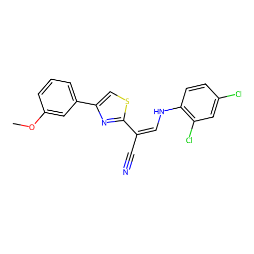 (Z)-3-((2,4-dichlorophenyl)amino)-2-(4-(3-methoxyphenyl)thiazol-2-yl)acrylonitrile structure