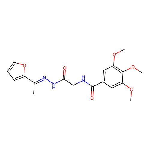 (E)-N-(2-(2-(1-(furan-2-yl)ethylidene)hydrazinyl)-2-oxoethyl)-3,4,5-trimethoxybenzamide structure