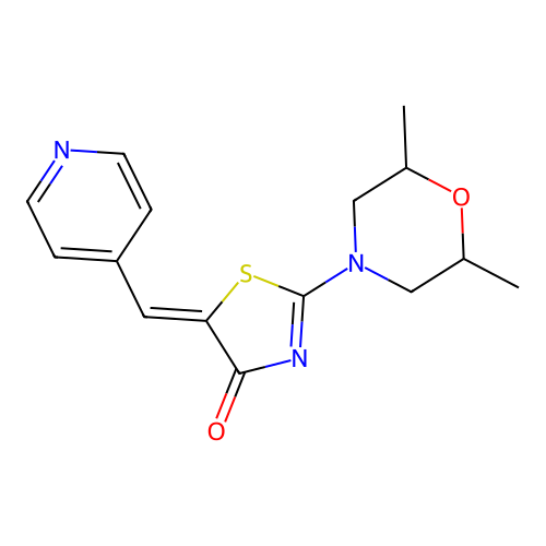 2-(2,6-dimethylmorpholino)-5-(pyridin-4-ylmethylene)thiazol-4(5H)-one structure