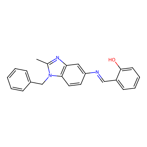 2-{(E)-[(1-benzyl-2-methyl-1H-benzimidazol-5-yl)imino]methyl}phenol structure