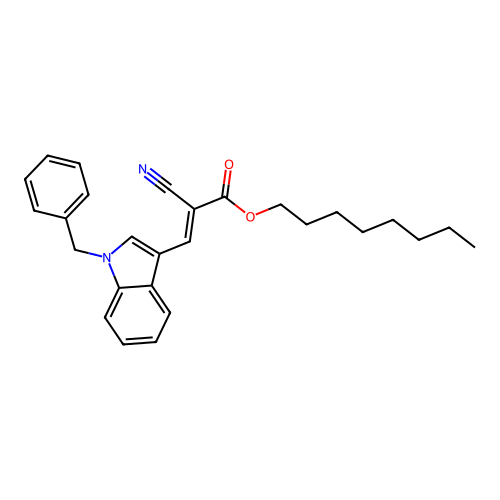 octyl (2E)-2-cyano-3-[1-benzylindol-3-yl]prop-2-enoate structure