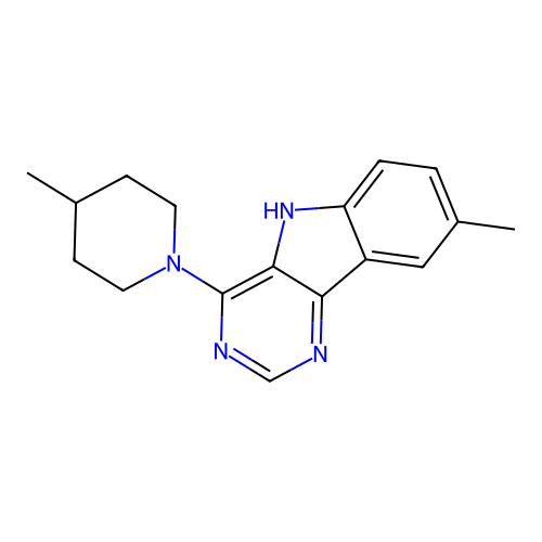 8-methyl-4-(4-methylpiperidin-1-yl)-5H-pyrimido[5,4-b]indole structure