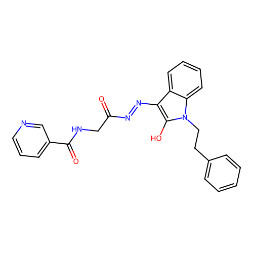 (Z)-N-(2-oxo-2-(2-(2-oxo-1-phenethylindolin-3-ylidene)hydrazinyl)ethyl)nicotinamide structure