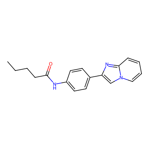 N-(4-(imidazo[1,2-a]pyridin-2-yl)phenyl)pentanamide structure