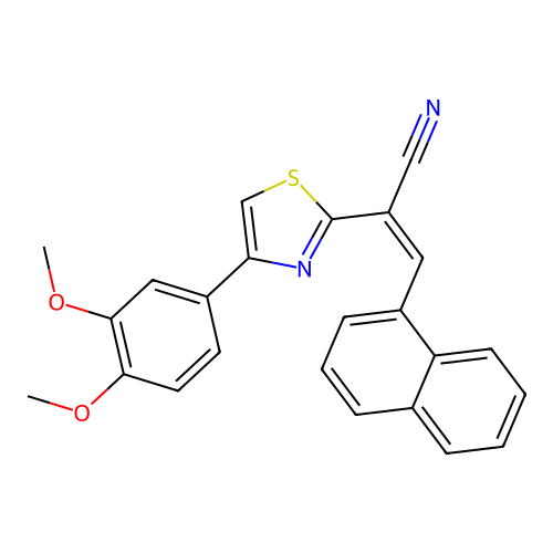 (2Z)-2-[4-(3,4-dimethoxyphenyl)-1,3-thiazol-2-yl]-3-(naphthalen-1-yl)prop-2-enenitrile structure