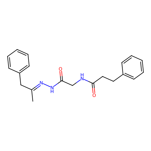 (E)-N-(2-oxo-2-(2-(1-phenylpropan-2-ylidene)hydrazinyl)ethyl)-3-phenylpropanamide structure