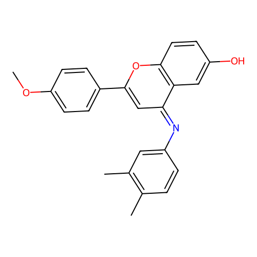 (Z)-4-((3,4-dimethylphenyl)imino)-2-(4-methoxyphenyl)-4H-chromen-6-ol structure