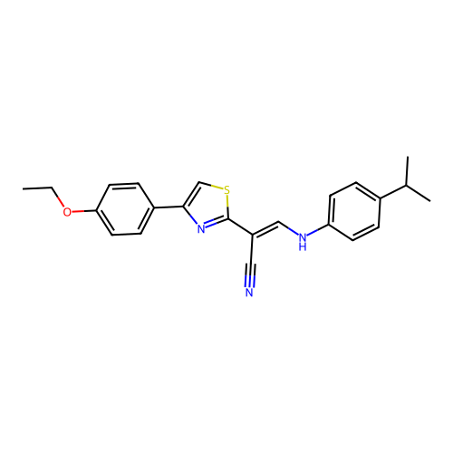 (2Z)-2-[4-(4-ethoxyphenyl)-1,3-thiazol-2-yl]-3-{[4-(propan-2-yl)phenyl]amino}prop-2-enenitrile structure