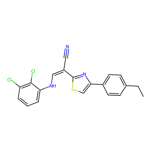 (Z)-3-((2,3-dichlorophenyl)amino)-2-(4-(4-ethylphenyl)thiazol-2-yl)acrylonitrile structure
