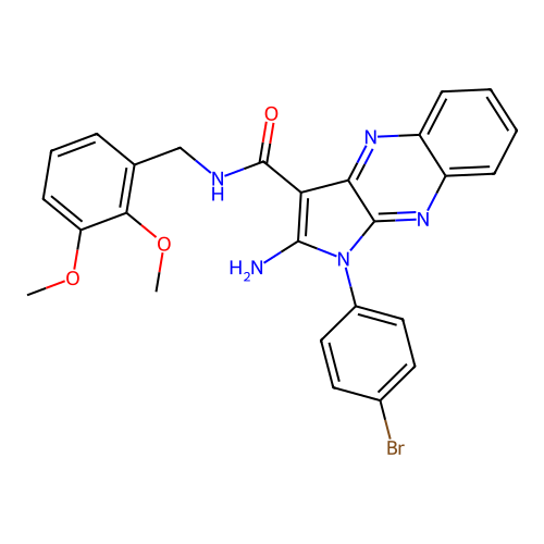 2-amino-1-(4-bromophenyl)-N-(2,3-dimethoxybenzyl)-1H-pyrrolo[2,3-b]quinoxaline-3-carboxamide structure