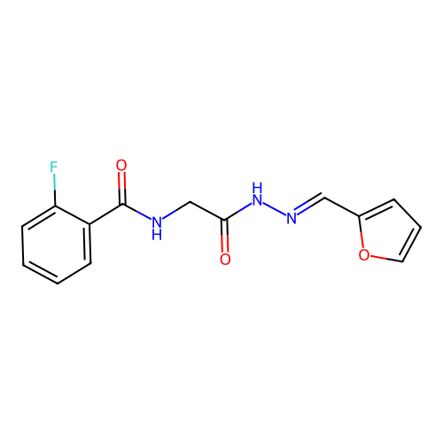 (E)-2-fluoro-N-(2-(2-(furan-2-ylmethylene)hydrazinyl)-2-oxoethyl)benzamide structure