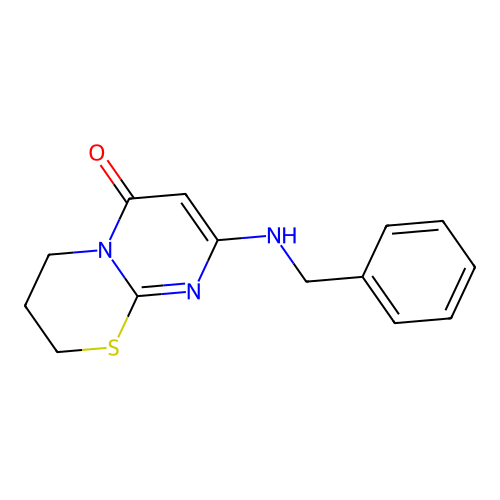 8-(benzylamino)-3,4-dihydro-2H-pyrimido[2,1-b][1,3]thiazin-6-one structure