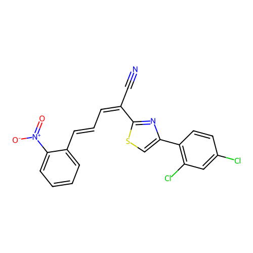 (2Z,4E)-2-[4-(2,4-dichlorophenyl)-1,3-thiazol-2-yl]-5-(2-nitrophenyl)penta-2,4-dienenitrile structure