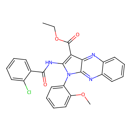 ethyl 2-(2-chlorobenzamido)-1-(2-methoxyphenyl)-1H-pyrrolo[2,3-b]quinoxaline-3-carboxylate structure