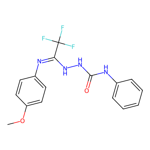 (E)-N-phenyl-2-(2,2,2-trifluoro-1-((4-methoxyphenyl)imino)ethyl)hydrazinecarboxamide structure