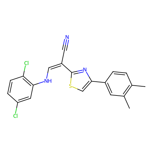 (Z)-3-((2,5-dichlorophenyl)amino)-2-(4-(3,4-dimethylphenyl)thiazol-2-yl)acrylonitrile structure