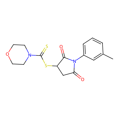 1-(3-Methylphenyl)-2,5-dioxopyrrolidin-3-yl morpholine-4-carbodithioate structure