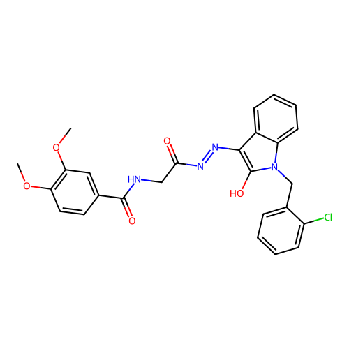 (E)-N-(2-(2-(1-(2-chlorobenzyl)-2-oxoindolin-3-ylidene)hydrazinyl)-2-oxoethyl)-3,4-dimethoxybenzamide structure