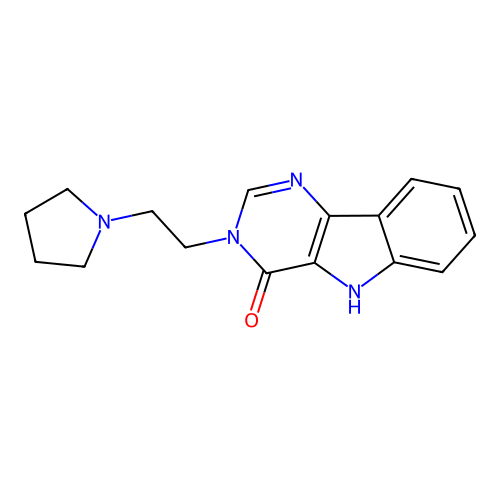 3-[2-(pyrrolidin-1-yl)ethyl]-3,5-dihydro-4H-pyrimido[5,4-b]indol-4-one structure