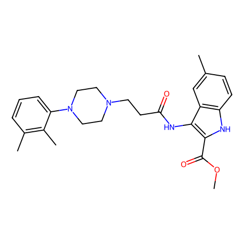Methyl 3-[3-[4-(2,3-dimethylphenyl)piperazin-1-yl]propanoylamino]-5-methyl-1H-indole-2-carboxylate structure