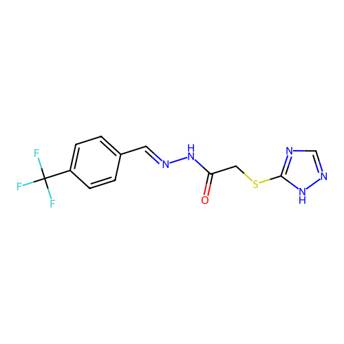 2-(1H-1,2,4-triazol-5-ylsulfanyl)-N-[(E)-[4-(trifluoromethyl)phenyl]methylideneamino]acetamide structure