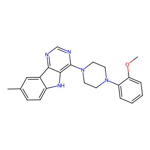 4-[4-(2-methoxyphenyl)piperazin-1-yl]-8-methyl-5H-pyrimido[5,4-b]indole structure