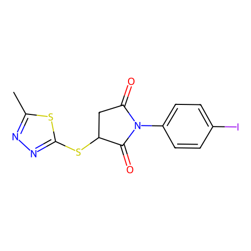 1-(4-iodophenyl)-3-[(5-methyl-1,3,4-thiadiazol-2-yl)sulfanyl]pyrrolidine-2,5-dione structure