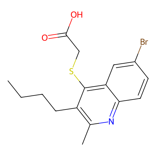 [(6-Bromo-3-butyl-2-methylquinolin-4-yl)sulfanyl]acetic acid structure
