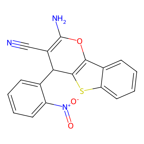 2-amino-4-(2-nitrophenyl)-4H-[1]benzothieno[3,2-b]pyran-3-carbonitrile structure